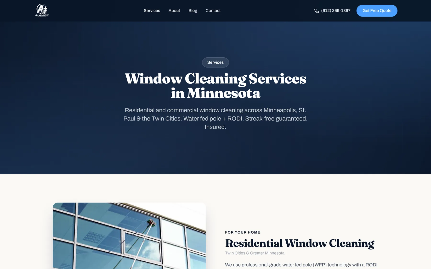 A+ Window Cleaning: Service pages