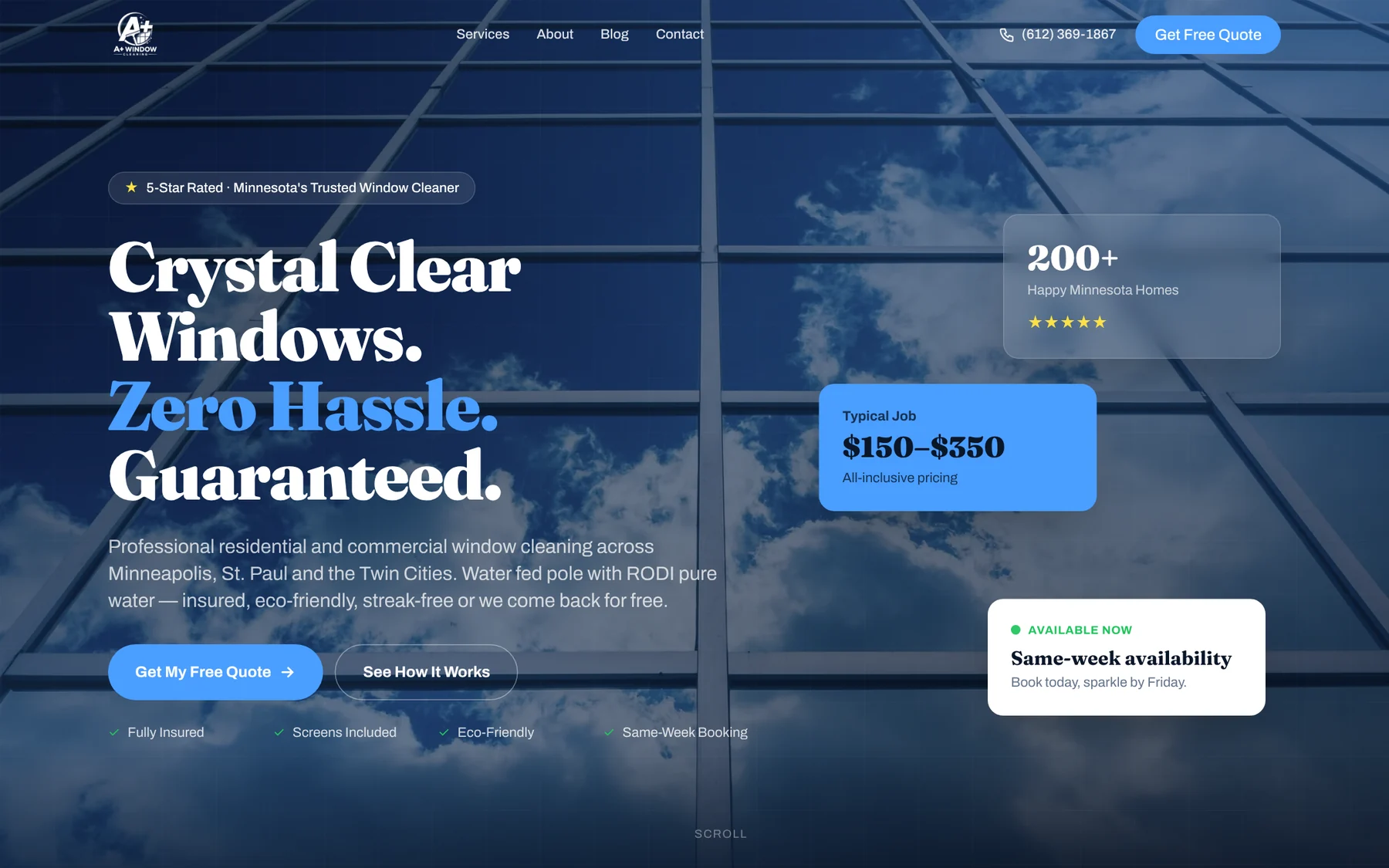 A+ Window Cleaning on desktop