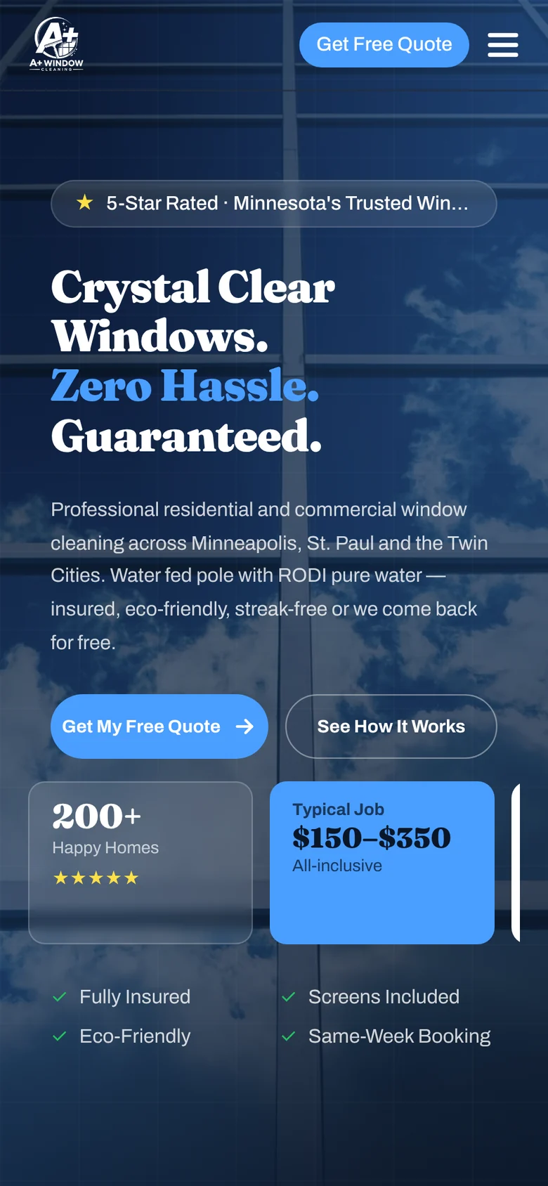 A+ Window Cleaning on mobile