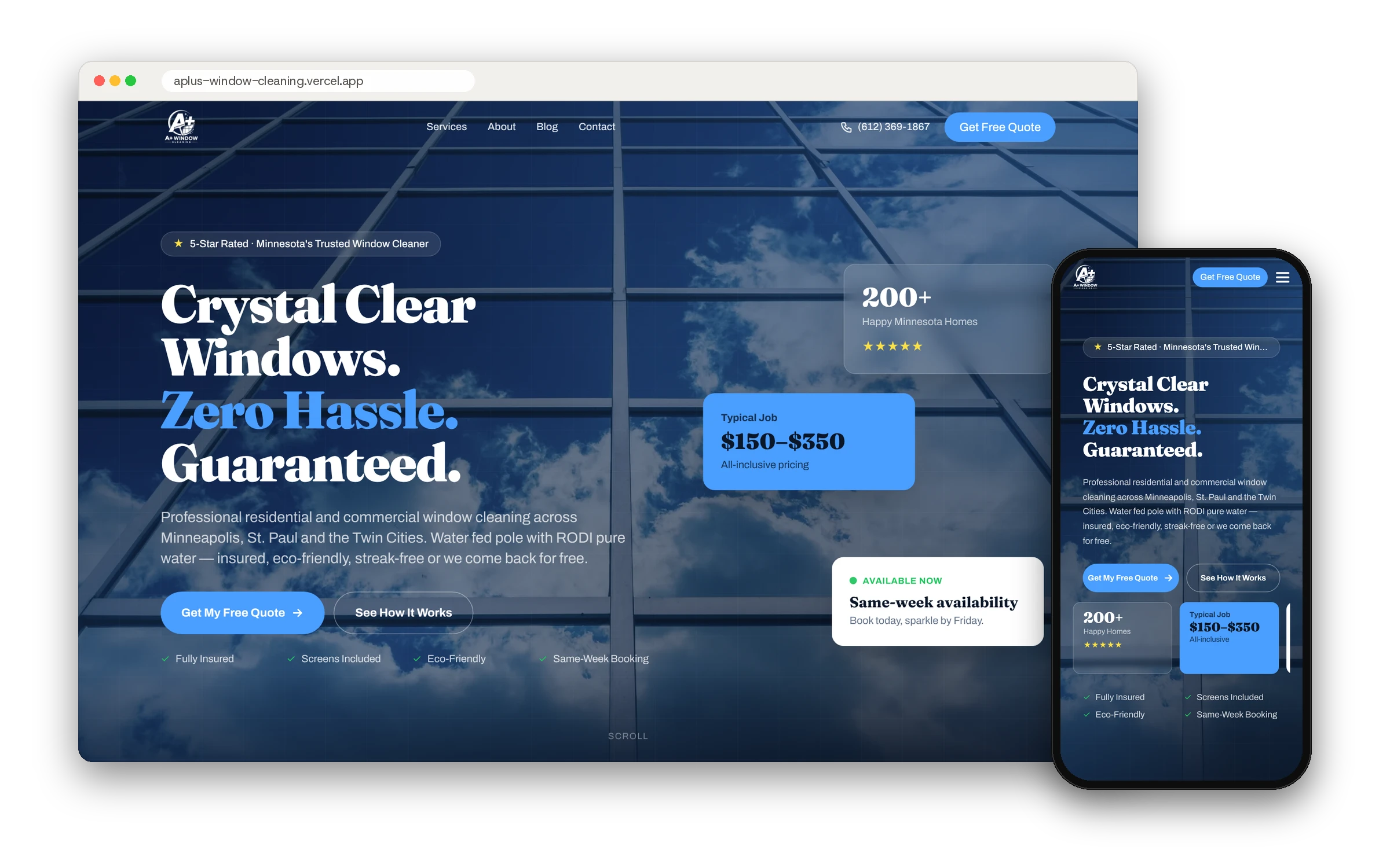 A+ Window Cleaning website