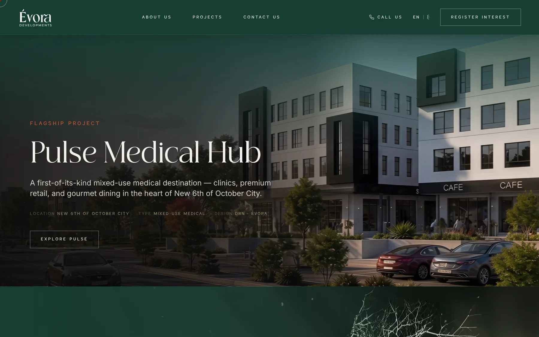 Évora Developments: A flagship on the homepage