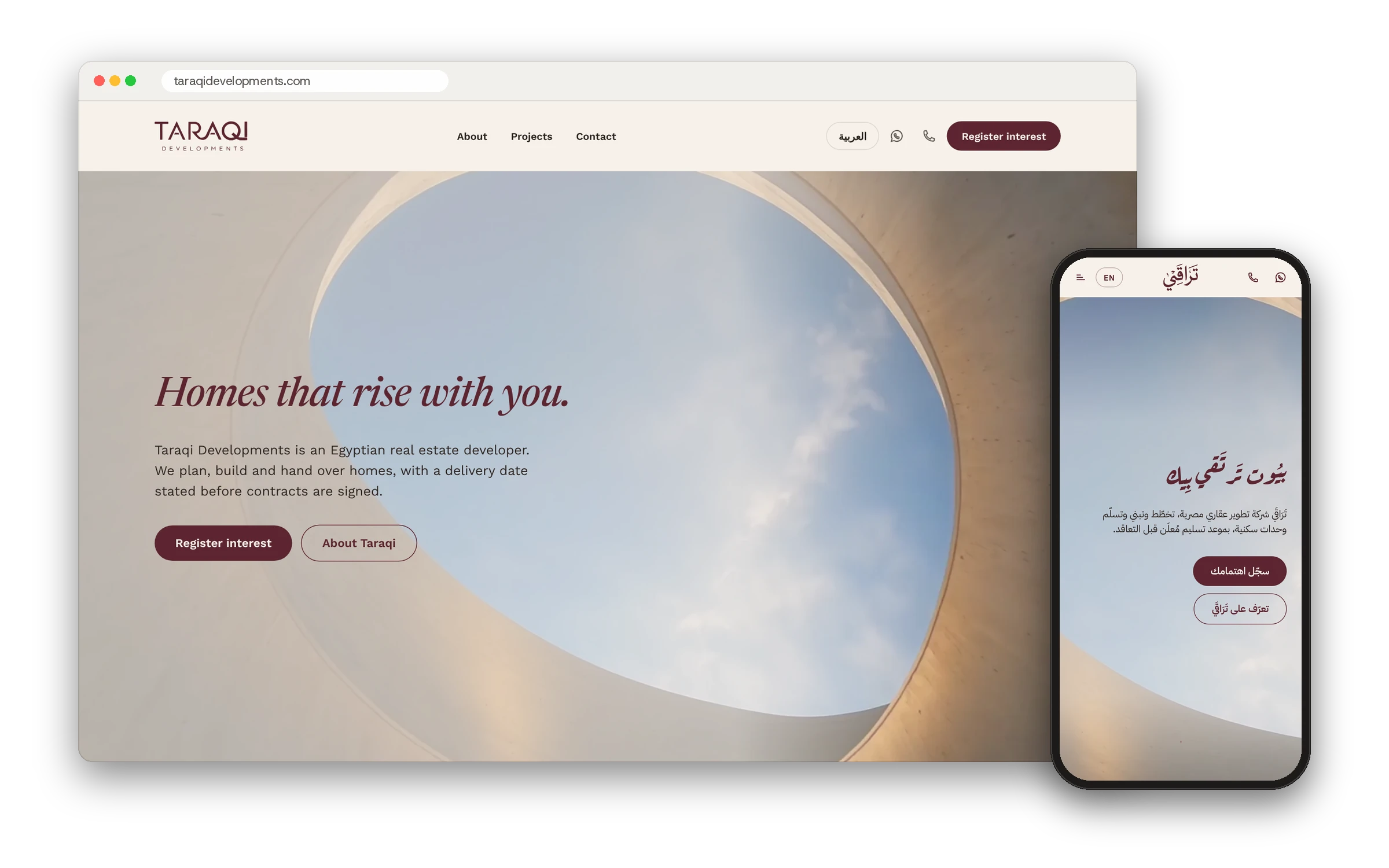 Taraqi Developments website