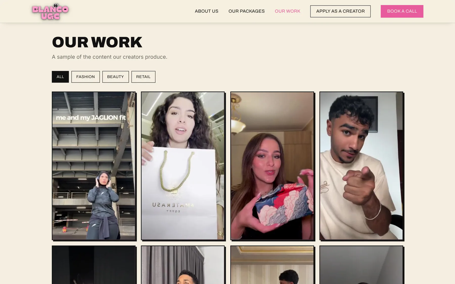 Blanco: Work gallery with filters