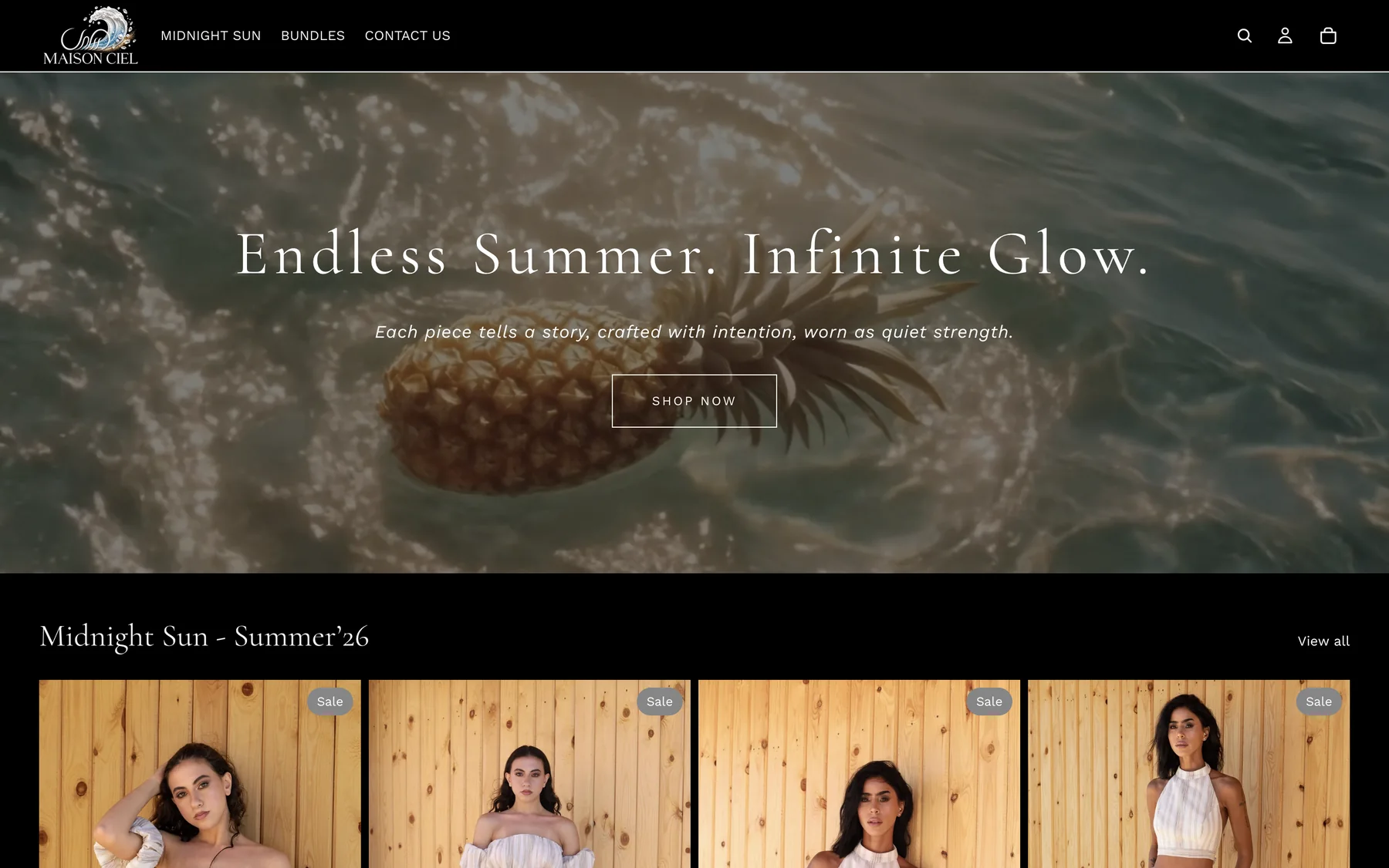 Maison Ciel: The Shopify store