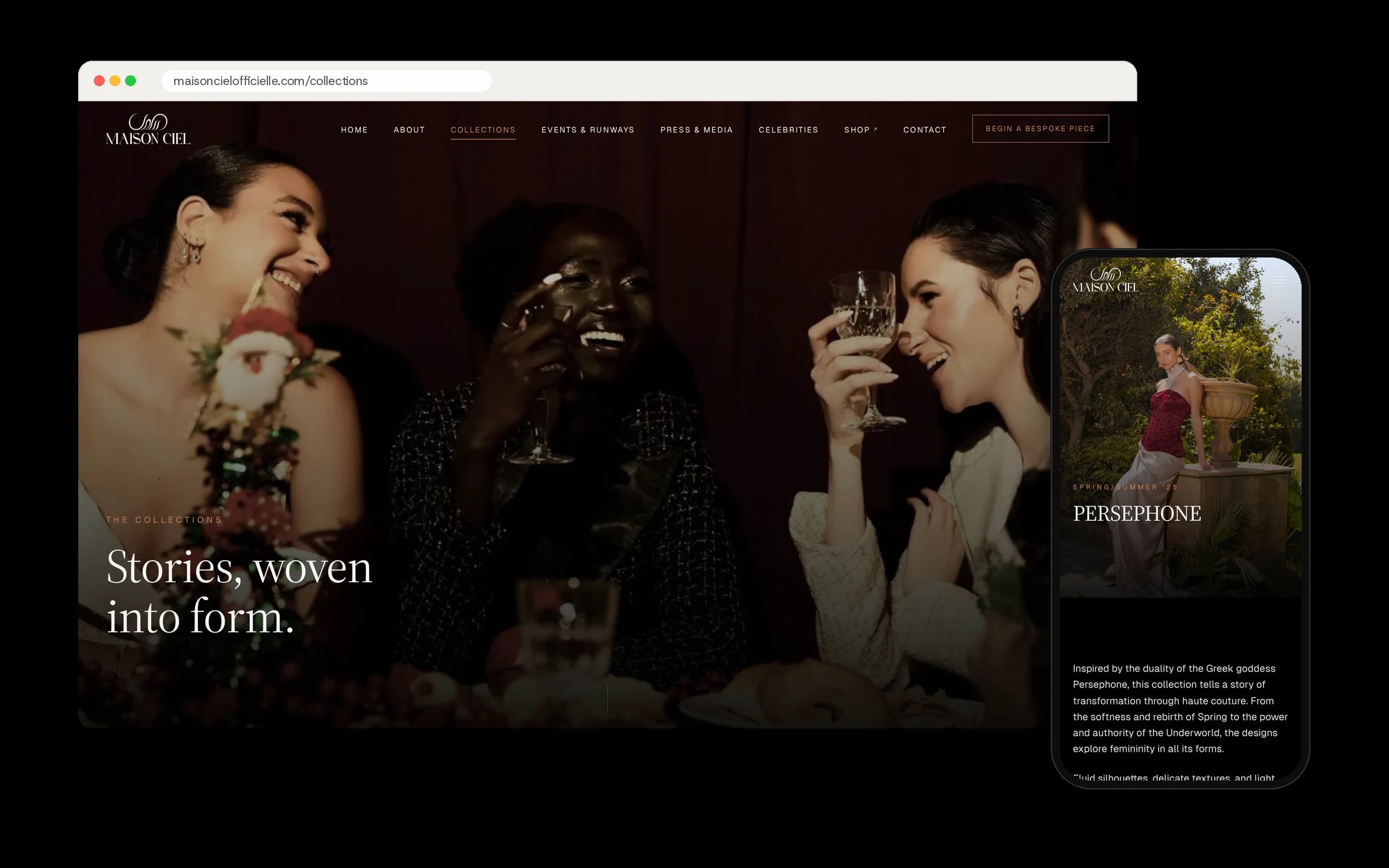 Maison Ciel website on laptop and phone