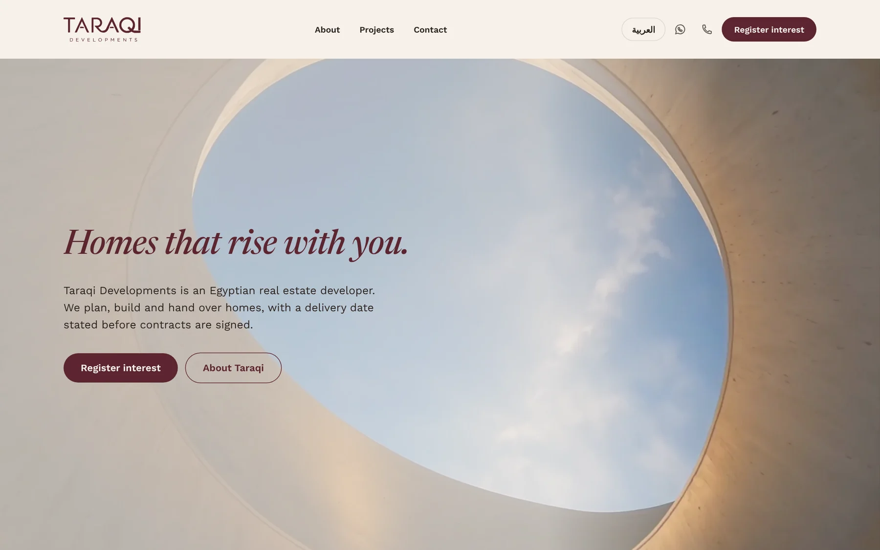 Taraqi Developments on desktop